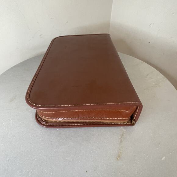 VTG 1950s Brown Leather Vanity Kit Grooming Travel Case MCM Mad Men Barber Shop - Picture 6 of 16